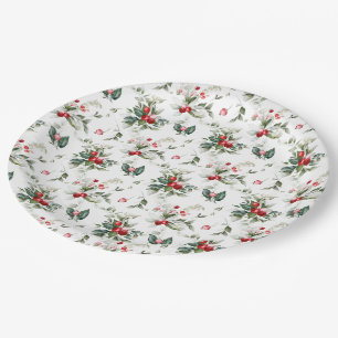 Plato De Papel Navidades de Winter Berry