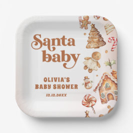 Plato De Papel Navidades de Winter Gingerbread Cookie Baby Shower