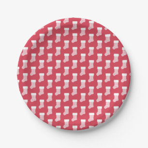 Plato De Papel Navidades de Winter Knit Stocking Paper Plates
