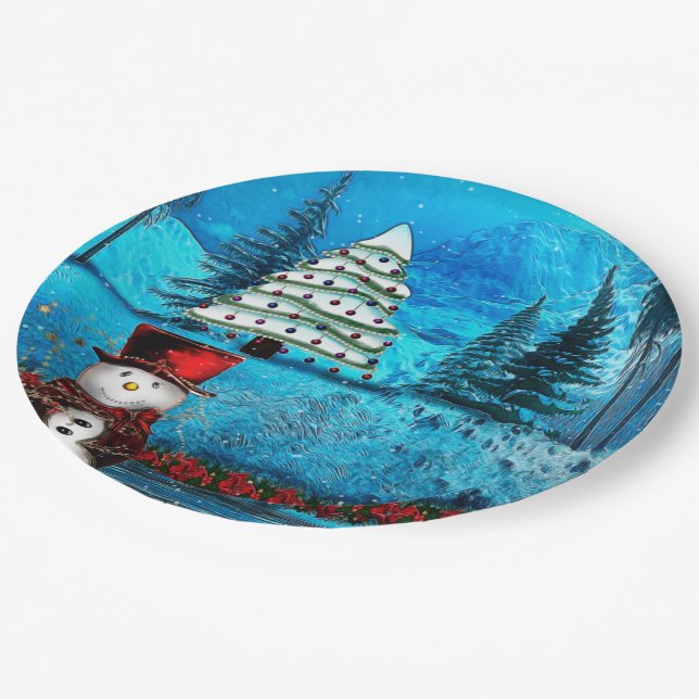 Plato De Papel Navidades de Winter Lake Arte Popular (Angular)