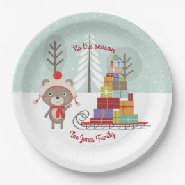 Plato De Papel Navidades de Woodland Bear