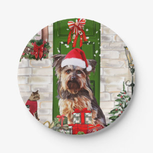Plato De Papel Navidades de Yorkie Dog