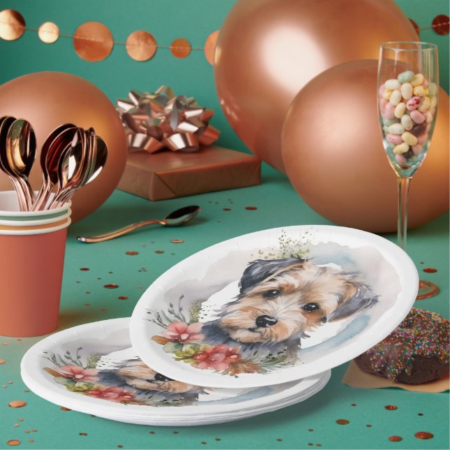 Plato De Papel Navidades de Yorkipoo de la revista Wreath Festime (Multi)