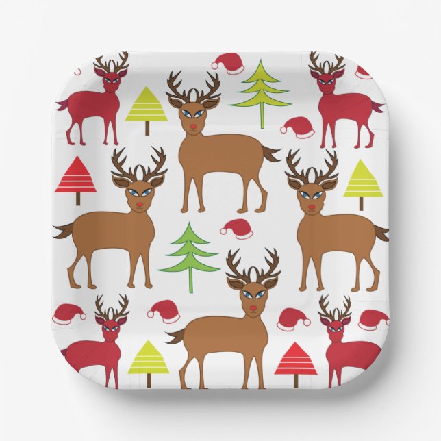 Plato De Papel Navidades Deer Winter Holiday (Anverso)