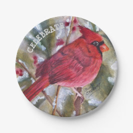 Plato De Papel Navidades del Cardenal Rojo