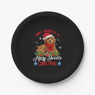 Plato De Papel Navidades del Cute Yorkshire Terrier Dog Merry Doo