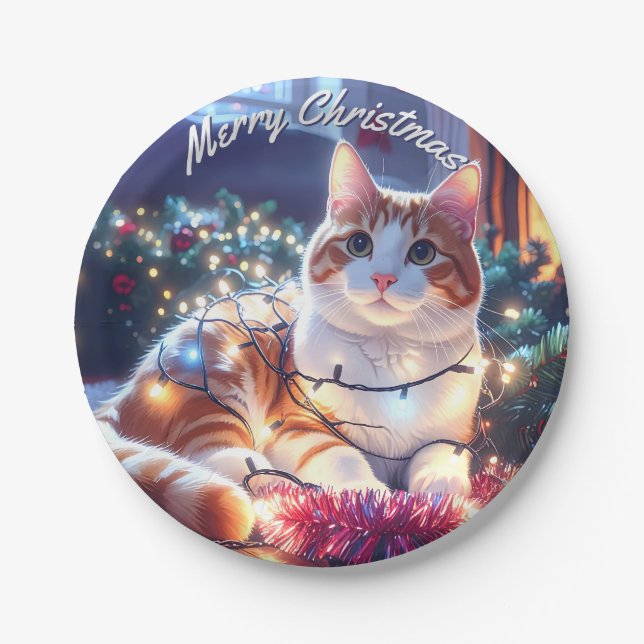 Plato De Papel Navidades del gato (Anverso)