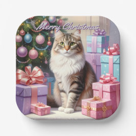 Plato De Papel Navidades del gato