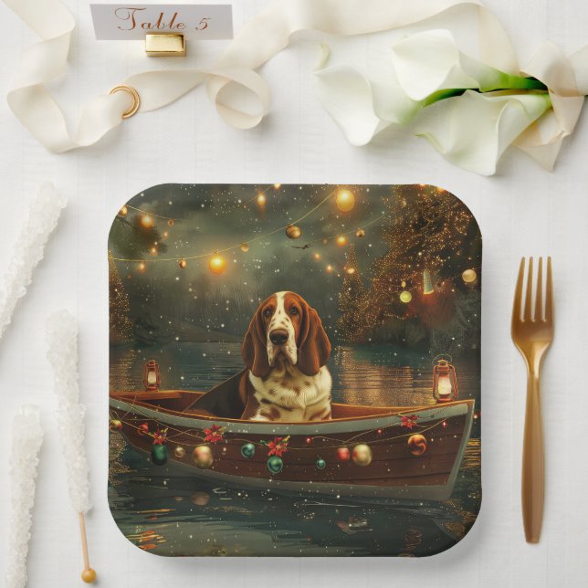 Plato De Papel Navidades del Hound de Basset (Boda)