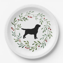 Plato De Papel Navidades del Labrador Negro Elegante Perro