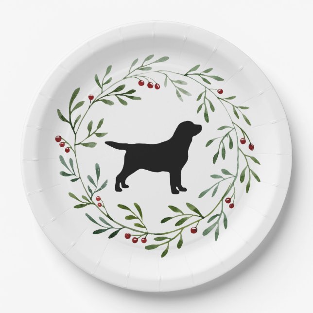 Plato De Papel Navidades del Labrador Negro Elegante Perro (Anverso)