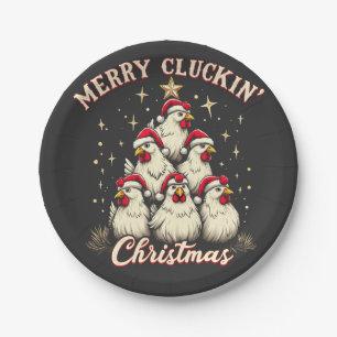 Plato De Papel Navidades del Merry Clucking Ropa Funny