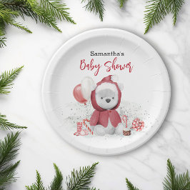 Plato De Papel Navidades del oso de Teddy Polar Santa Baby