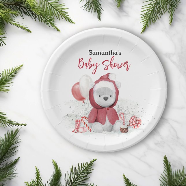 Plato De Papel Navidades del oso de Teddy Polar Santa Baby (Subido por el creador)