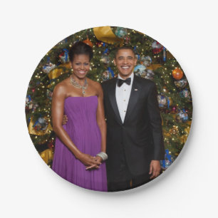 Plato De Papel Navidades del presidente Barack Obama y Michelle
