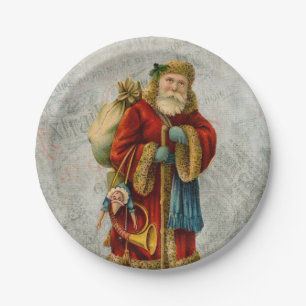 Plato De Papel Navidades del Viejo Mundo Viejo Santa