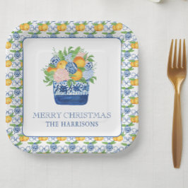 Plato De Papel Navidades del Watercolor Chinoiserie Mandarins