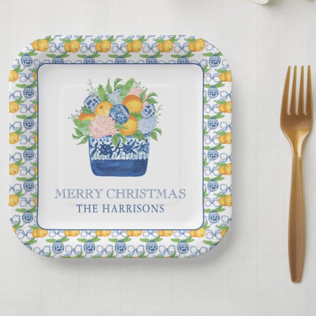 Plato De Papel Navidades del Watercolor Chinoiserie Mandarins (Subido por el creador)