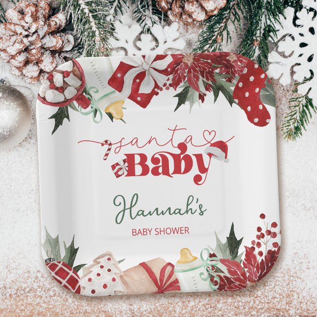 Plato De Papel Navidades Diciembre Baby Shower (Subido por el creador)