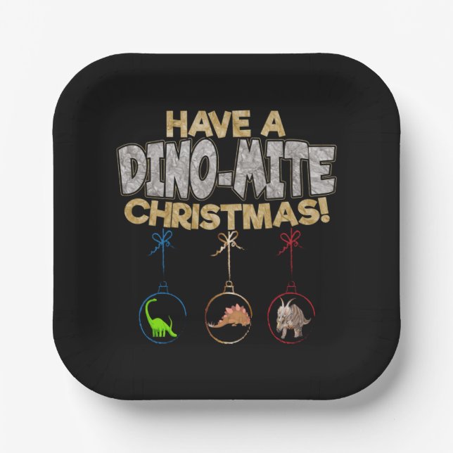 Plato De Papel Navidades Dinosaur Dino Pun (Anverso)
