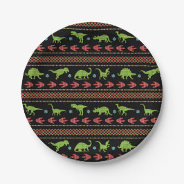 Plato De Papel Navidades Dinosaurios Knit Embroided Fair Isle