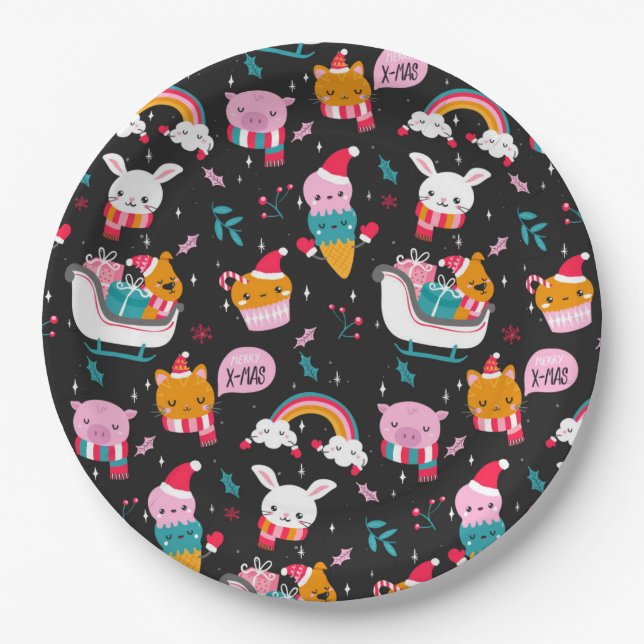 Plato De Papel Navidades divertidos (Anverso)