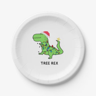Plato De Papel Navidades divertidos Árbol de Dinosaurios Rex T Sh