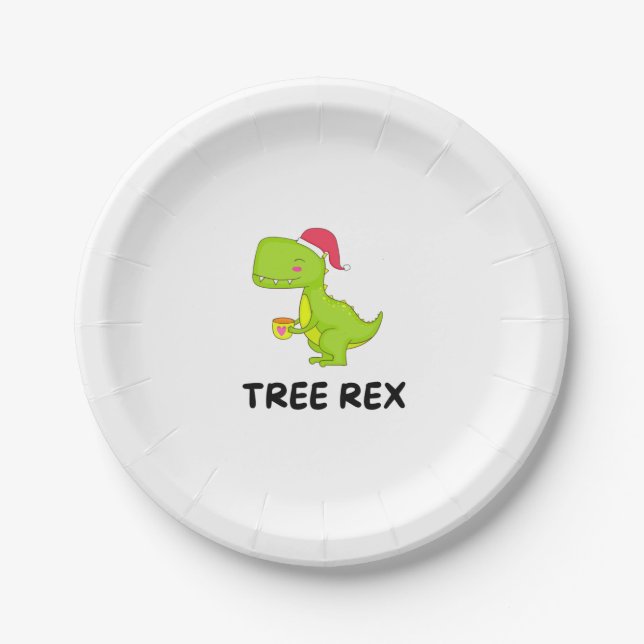 Plato De Papel Navidades divertidos Dinosaur Rex (Anverso)