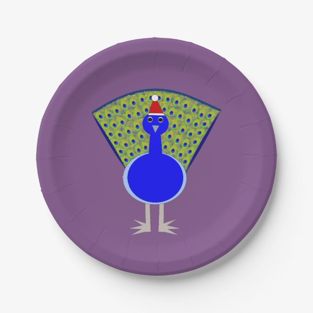 Plato De Papel Navidades divertidos Peacock (Anverso)