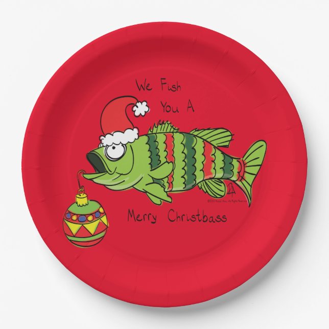 Plato De Papel Navidades divertidos Personalizado de pescado de p (Anverso)