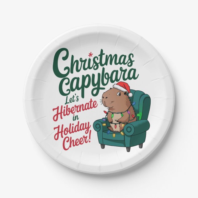 Plato De Papel Navidades divertidos Placa de papel Capybara (Anverso)