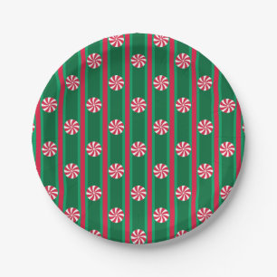Plato De Papel Navidades divertidos y aficionados Peppermint Cand