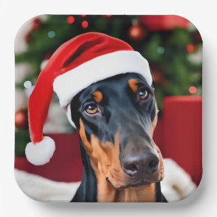 Plato De Papel Navidades Doberman
