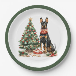 Plato De Papel Navidades Dobermann Dogs