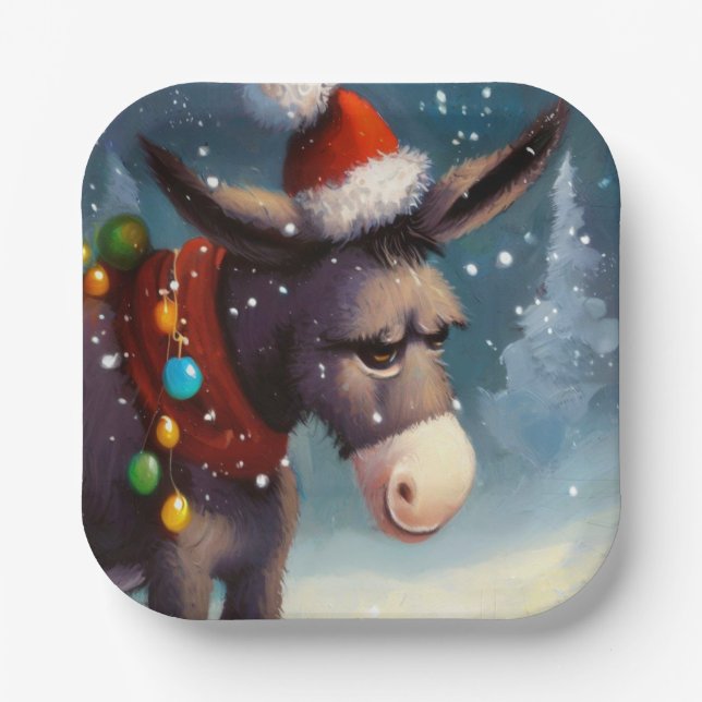 Plato De Papel Navidades Donkey 2 (Anverso)