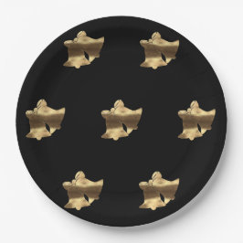 Plato De Papel Navidades dorados Bells Black Gold Pattern Elegant