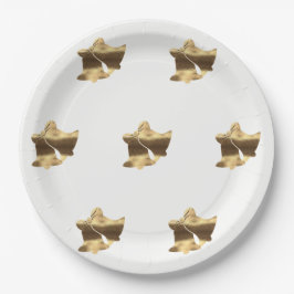 Plato De Papel Navidades dorados Bells Patrón Oro Blanco Elegante