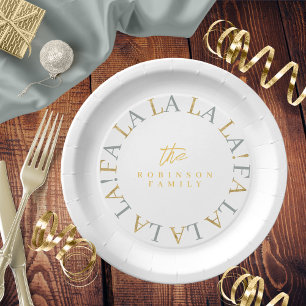 Plato De Papel Navidades Earthy Green Gold Fa La ID1009