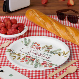 Plato De Papel Navidades Elegante acuarela