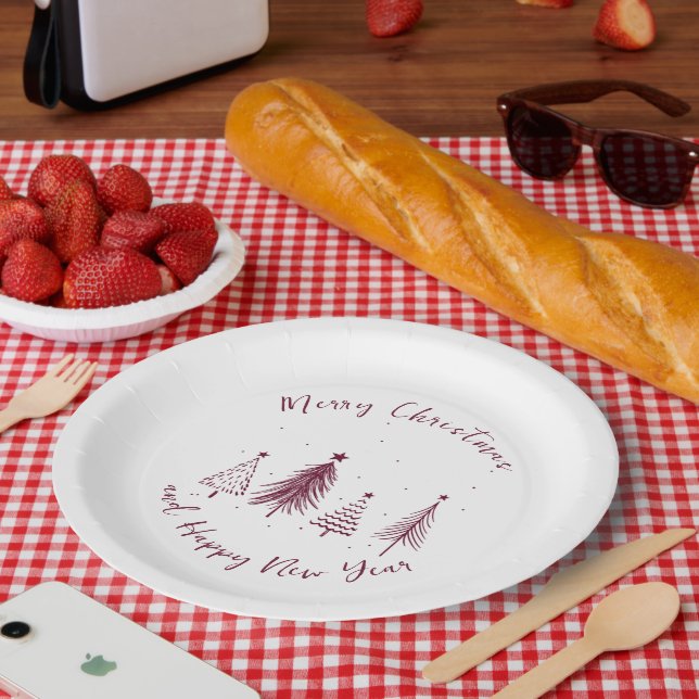 Plato De Papel Navidades elegantes Navidades de pinos (Picnic)