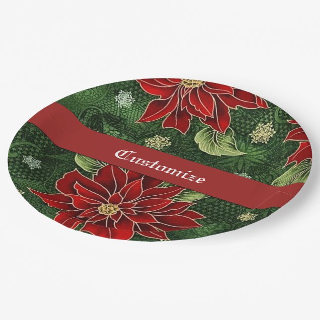 Plato De Papel Navidades elegantes Poinsettia (Angular)