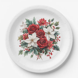 Plato De Papel Navidades elegantes tradicionales Poinsettia