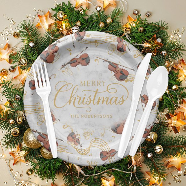 Plato De Papel Navidades elegantes violín musical (Subido por el creador)