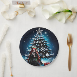 Plato De Papel Navidades Elf con Kitten.