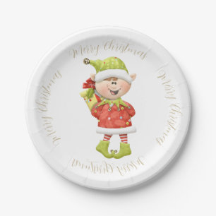 Plato De Papel Navidades Elf con presente