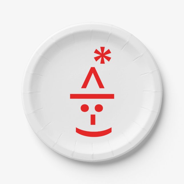 Plato De Papel Navidades Elf Emoticon Xmas ASCII Texto Arte (Anverso)