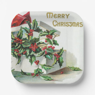 Plato De Papel Navidades eligen el arte vintage con deseos