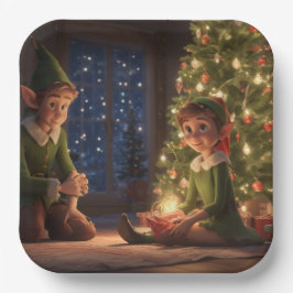 Plato De Papel Navidades Elves