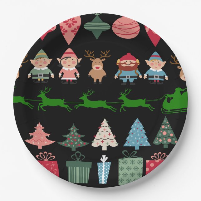 Plato De Papel Navidades Elves y más (Anverso)