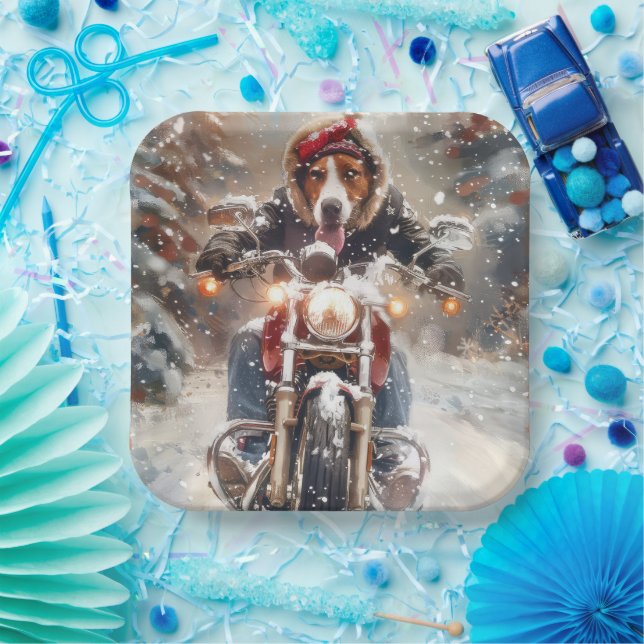 Plato De Papel Navidades en bicicleta de Foxhound English (Fiesta)